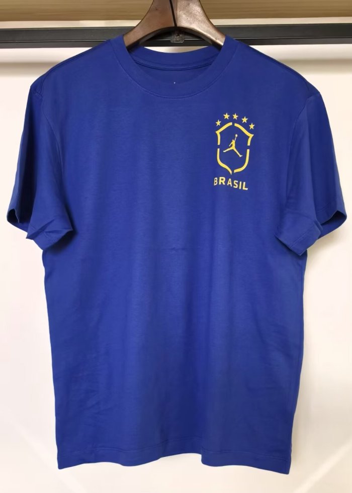 26-27 Brazil Blue High Quality Casual T-Shirt 蓝圆领