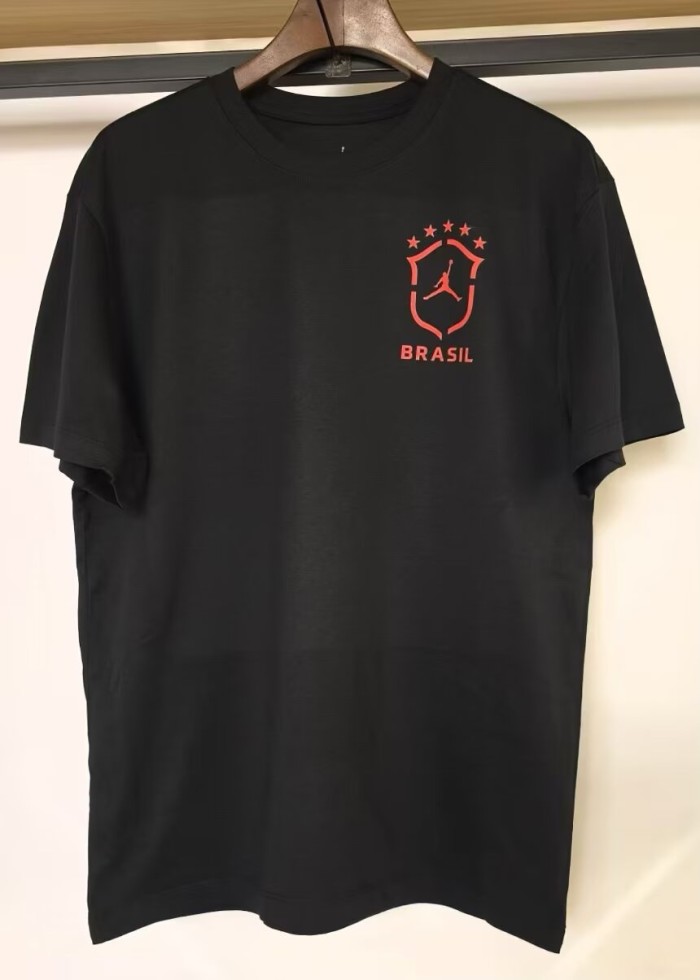 26-27 Brazil Black High Quality Casual T-Shirt 黑圆领