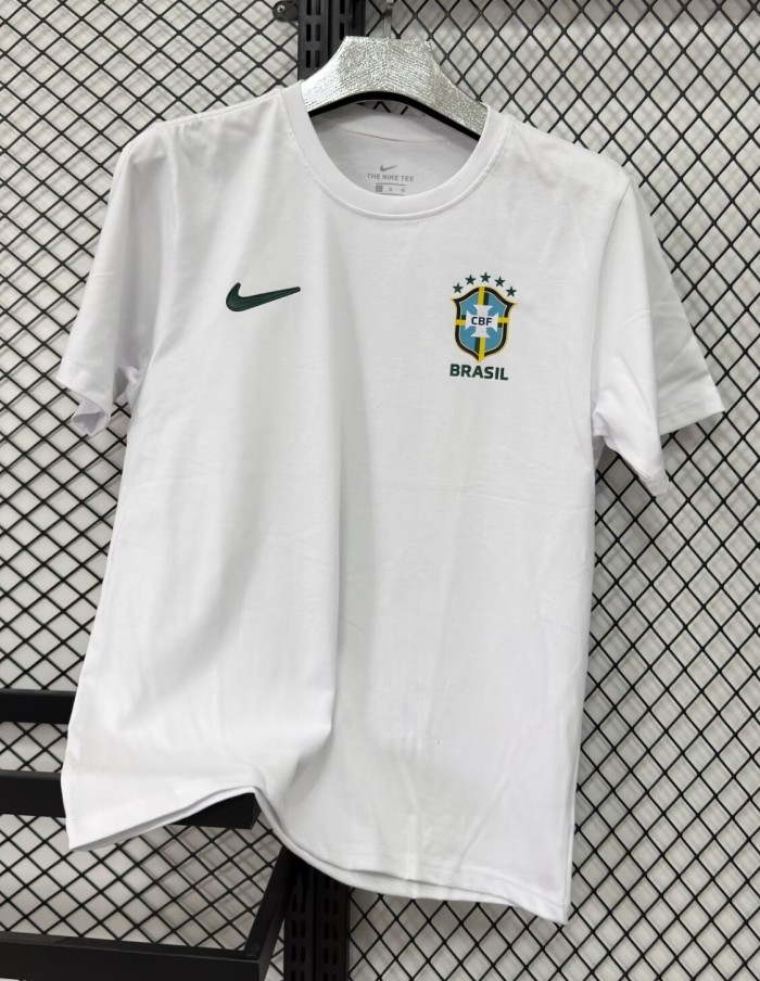26-27 Brazil White High Quality Pure Cotton Casual T-Shirt