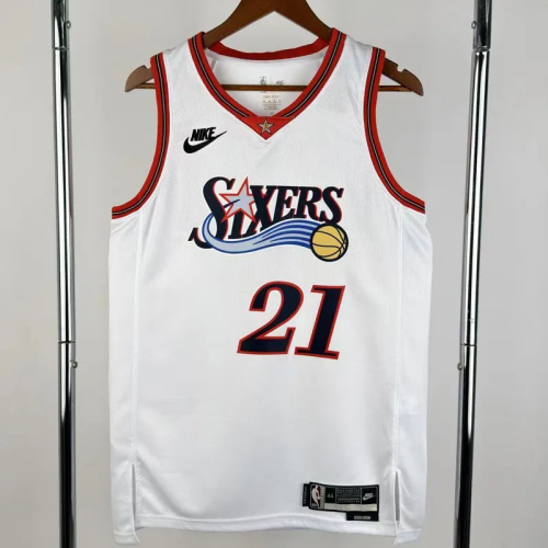 25-26 76ERS EMBIID #21 White Top Quality Hot Pressing NBA Jersey (V领)