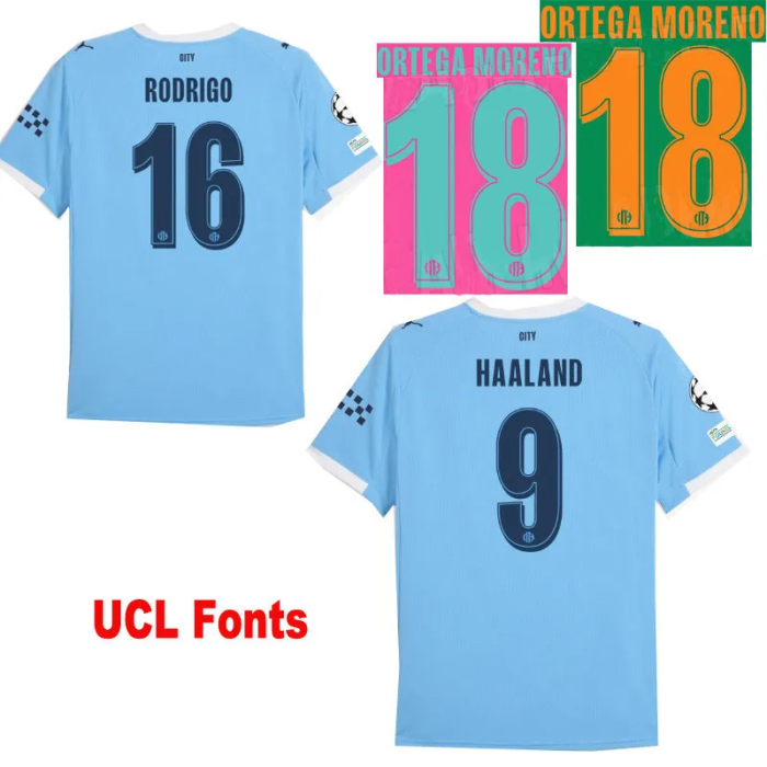 26-27 Man City Home Long Sleeve Fans Soccer Jersey (长袖)