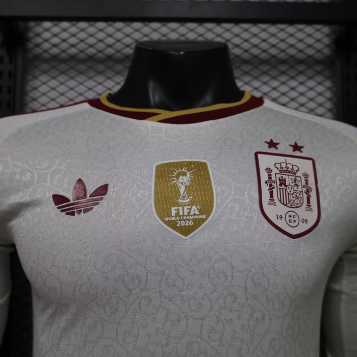 2026 World Cup Spain Away Long Sleeve Player Version Soccer Jersey (With 2 Star)*两颗星*长袖球员