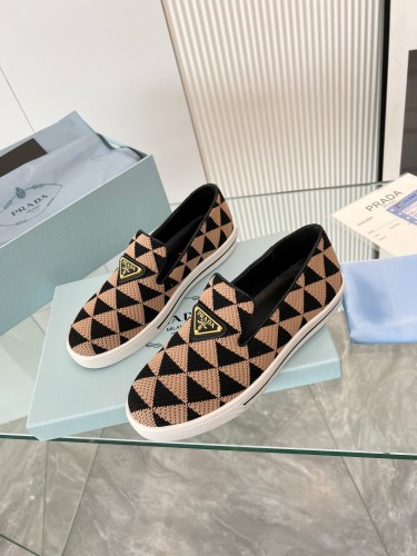 Prada 2024 Women Embroidered fabric slip-on Shoes Loafers Size 36-41
