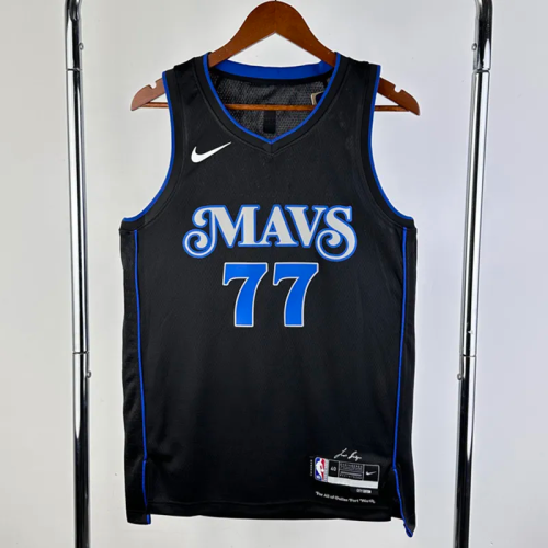 23-24 Dallas Mavericks DONCIC #77 Black City Edition Top Quality Hot Pressing NBA Jersey(V领)