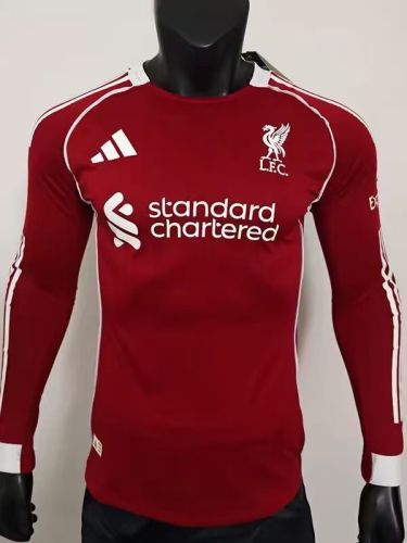 25-26 LIV Home Long Sleeve Player Version Soccer Jersey
