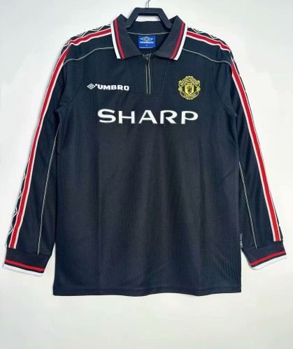 1998 Man Utd Black Long Sleeve Retro Soccer Jersey