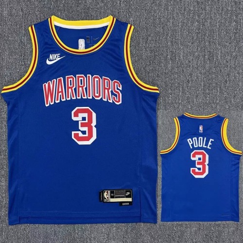 Warriors POOLE #3 Blue 75th Anniversary Retro NBA Jersey