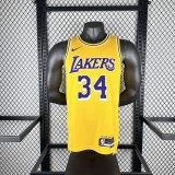 24-25 Lakers O'Neal #34 Yellow Top Quality Hot Pressing NBA Jersey(圆领)