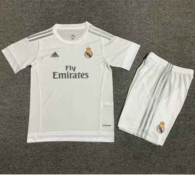 2015-2016 RMA Home Retro Kids Soccer Jersey