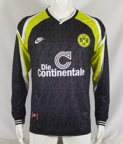 1995-1996 Dortmund Away Black Long sleeves Retro Soccer Jersey