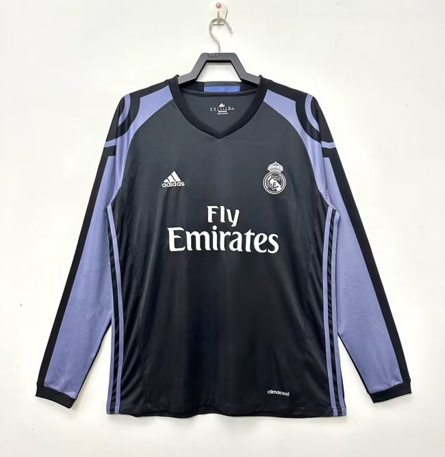 2016-2017 RMA Away Black Long sleeves Retro Soccer Jersey