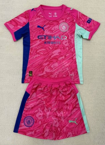 25-26 Man City Goalkeeper Kids Soccer Jersey