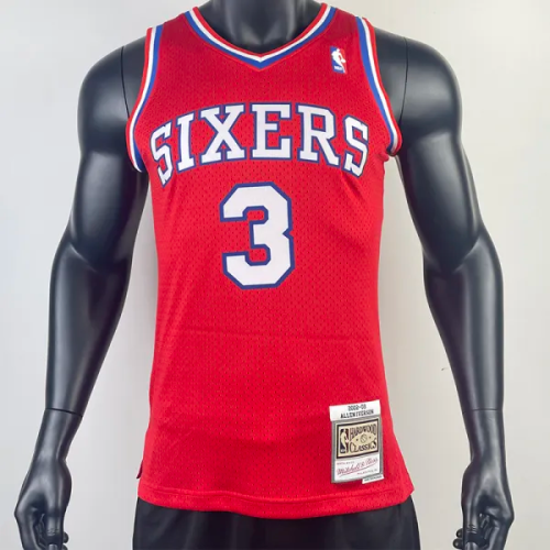 1996-97 76ERS IVERSON #3 Red Retro Top Quality Hot Pressing NBA Jersey