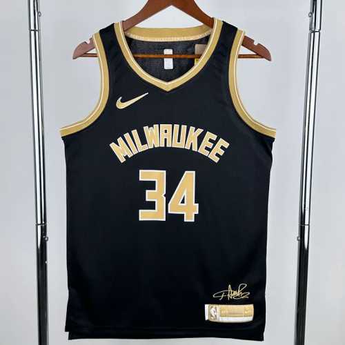 24-25 BUCKS ANTETOKOUNMPO #34 Black Glory Edition Top Quality Hot Pressing NBA Jersey