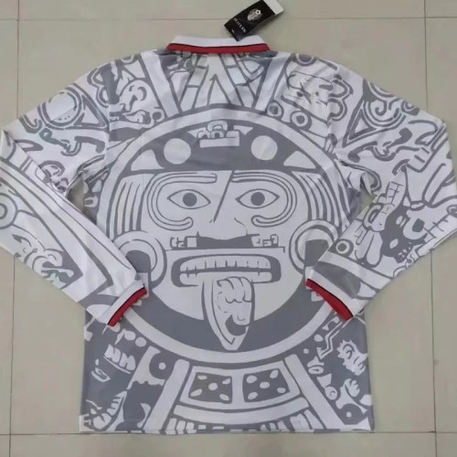 1998 Mexico Away White Long Sleeve Retro Soccer Jersey