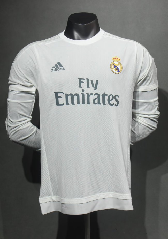 2015-2016 RMA Home Player Version Long Sleeve Retro Soccer Jersey 长袖球员