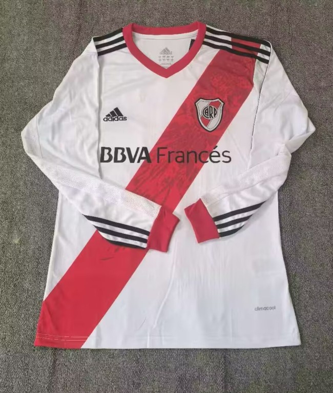 2013-2014 River Plate White Long Sleeve Retro Soccer Jersey