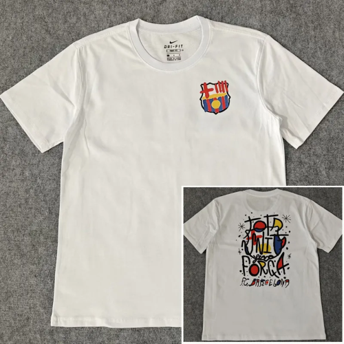25-26 BAR White High Quality Casual T-Shirt #圆领涂鸦