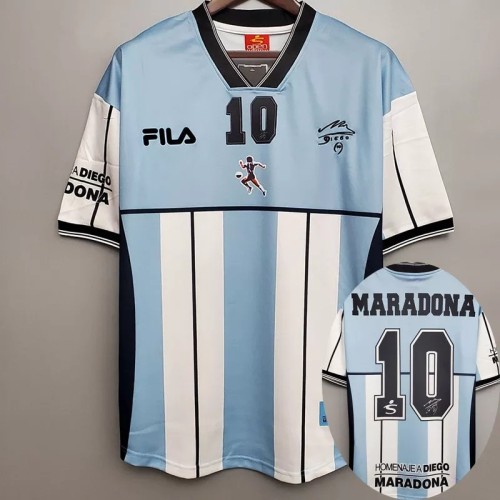 2001 MARADONA 10# Argentina Home Retrot Soccer Jersey
