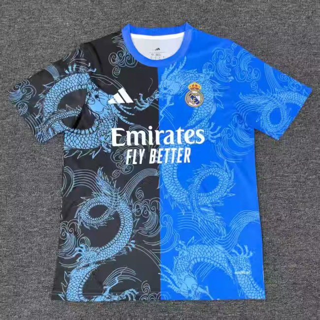 25-26 RMA Blue Black Special Edition Fans Training Shirts *龙纹