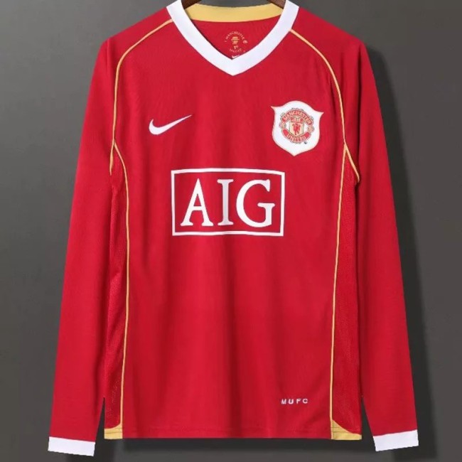 2006-2007 Man Utd Home long sleeve Retro soccer jersey