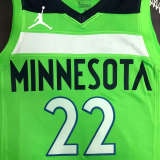 Timberwolves WIGGINS #22 Fluorescent Green Top Quality Hot Pressing NBA Jersey