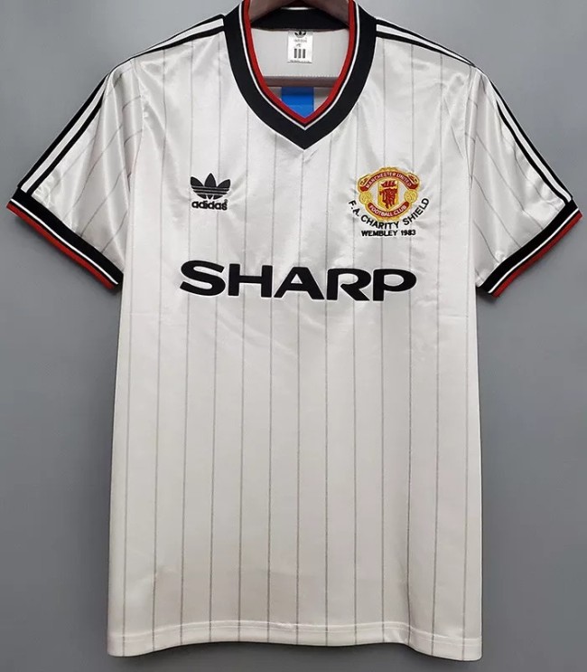 1983 Man Utd Away White Retro Soccer Jersey