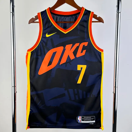 23-24 OKC Thunder HOLMGREN #7 Dark Blue City Edition Top Quality Hot Pressing NBA Jersey