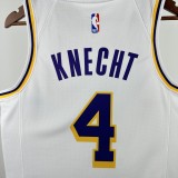 24-25 Lakers KNECHT #4 White Top Quality Hot Pressing NBA Jersey(圆领)