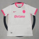 25-26 Sporting Lisbon White Pink Fans Soccer Jersey
