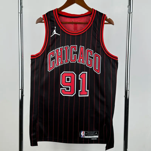 25-26 BULLS RODMAN #91 Black Top Quality Hot Pressing NBA Jersey (Trapeze Edition) 飞人版