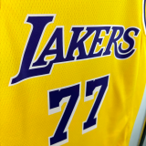 22-23 Lakers DONCIC #77 Yellow Top Quality Hot Pressing NBA Jersey(圆领)