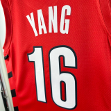 22-23 TRAIL BLAZERS YANG #16 Red Top Quality Hot Pressing NBA Jersey (Trapeze Edition)飞人版