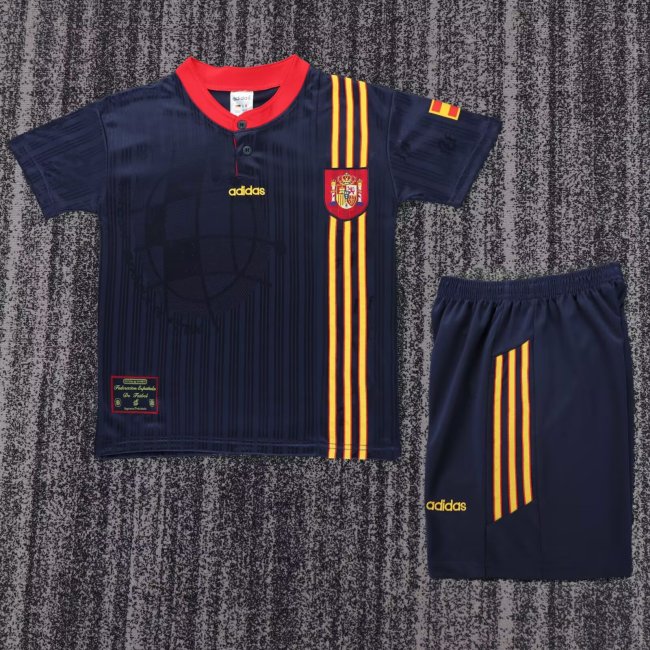 1996 Spain Away Retro Kids Soccer Jersey