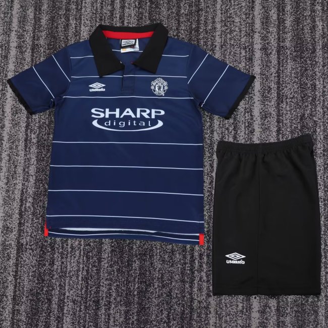1999-2000 Man Utd Away Retro Kids Soccer Jersey