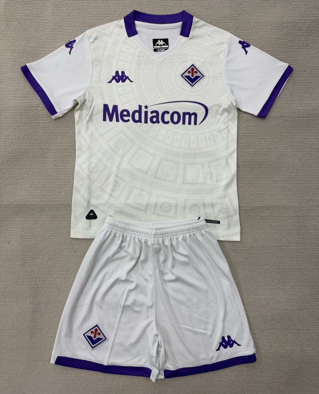 25-26 Fiorentina  Away Kids Soccer Jersey