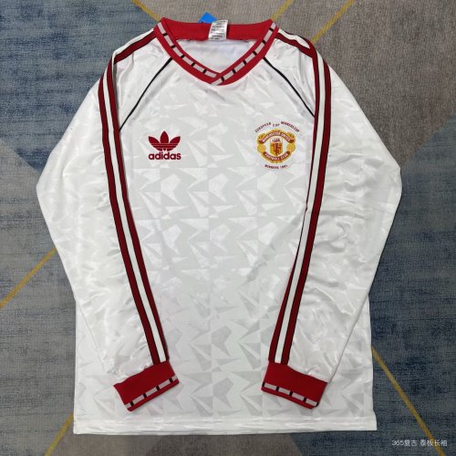 1991 Man Utd Away Long sleeves Retro Soccer Jersey
