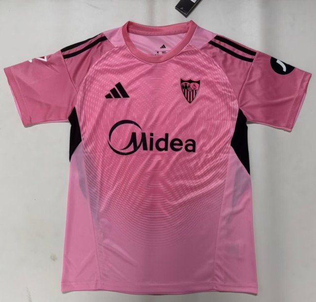 25-26 Sevilla Pink GoalKeeper Fans Soccer Jersey
