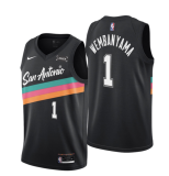 25-26 SA Spurs WEMBANYAMA #1 Black City Edition Top Quality Hot Pressing NBA Jersey (V领）