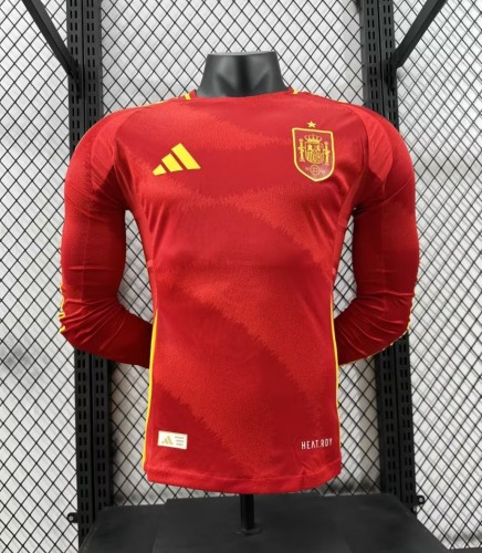 2024 Spain European Cup Home Long sleeves Player Version Soccer Jersey