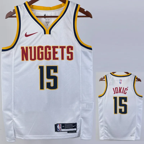 23-24 Nuggets JOKIC #15 White Top Quality Hot Pressing NBA Jersey