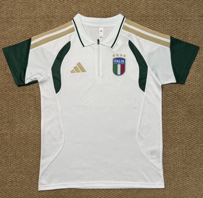 25-26 Italy White Green Polo Short Sleeve