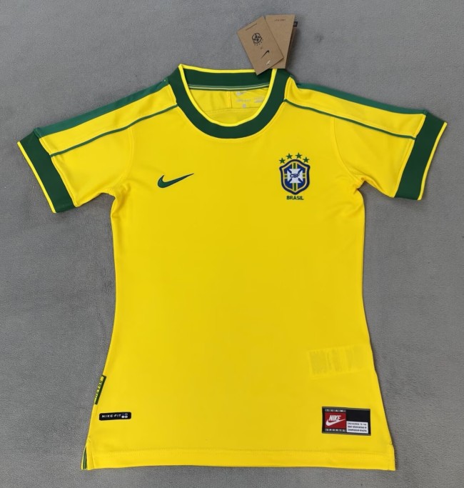 1998 Brazil Home Women Retro Soccer Jersey (女)