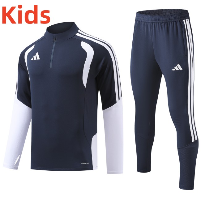 2026 AD Blue Kids Half Pull Tracksuit