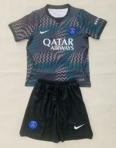 26-27 PSG Black GoalKeeper Kids Soccer Jersey