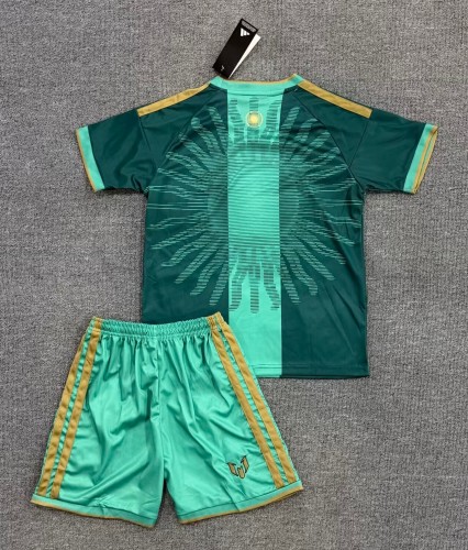 26-27 Argentina Green Messi Farewell Match Kids Soccer Jersey