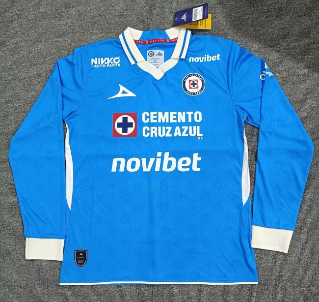 26-27 Cruz Azul Home Long Sleeve Fans Soccer Jersey (长袖)
