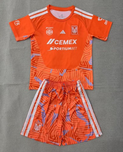 26-27 Tigres UANL Orange Goalkeeper Kids Soccer Jersey