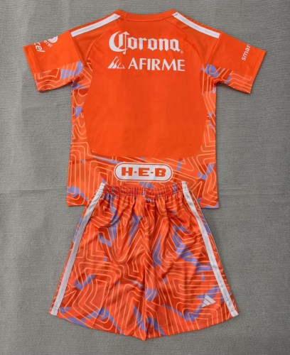26-27 Tigres UANL Orange Goalkeeper Kids Soccer Jersey