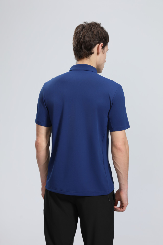 P025 # Adult Men's Casual POLO (blue) Lapel Short Sleeve  Material: 80% Polyester 20% Spandex